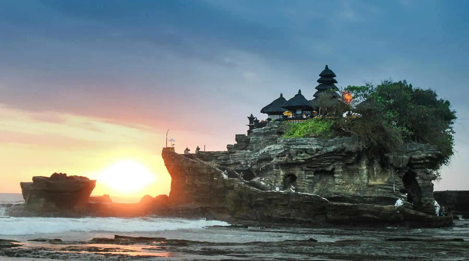 Tanah Lot sea temple in Bali at sunset