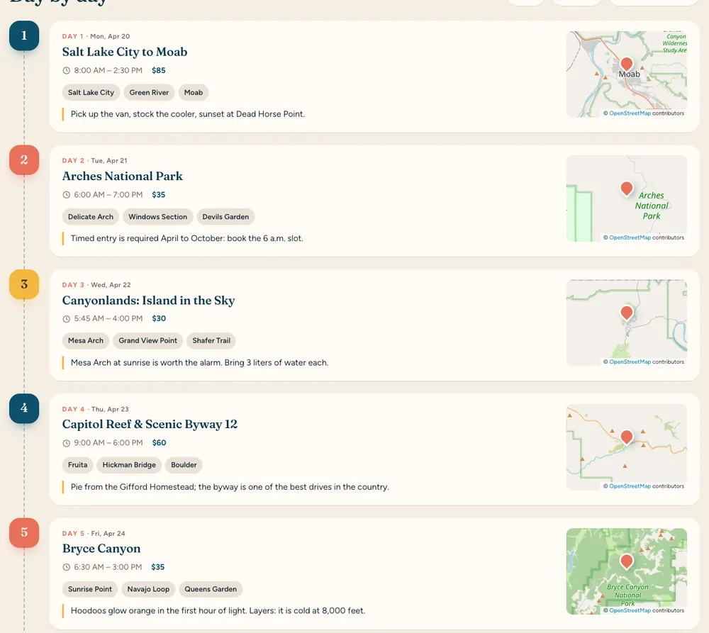 Trip Itinerary