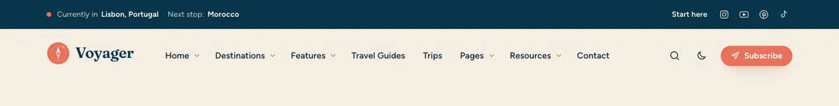 Classic: logo left, menu, buttons right